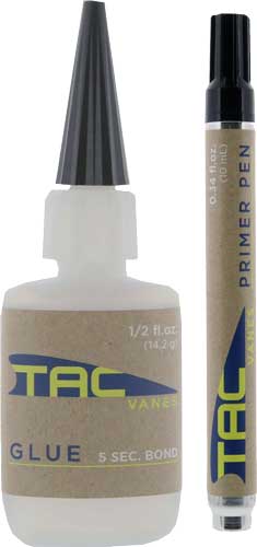 Tac Vanes Adhesion Kit Primer Pen and 0.5oz Glue for Arrow Vanes