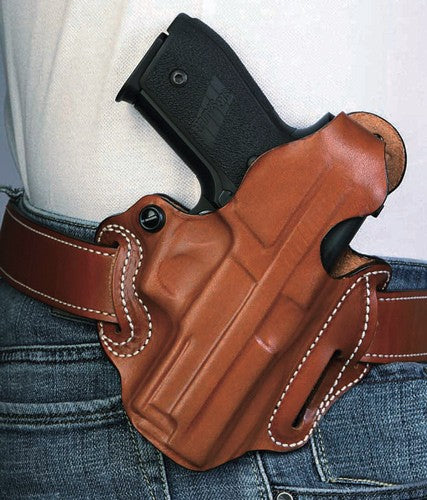 DeSantis Thumb Break Scabbard Leather OWB Holster for M&P Shield 9 Tan Right Hand