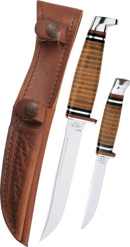 Case Leather Hunter Knife Set of Two with Included Leather Sheath