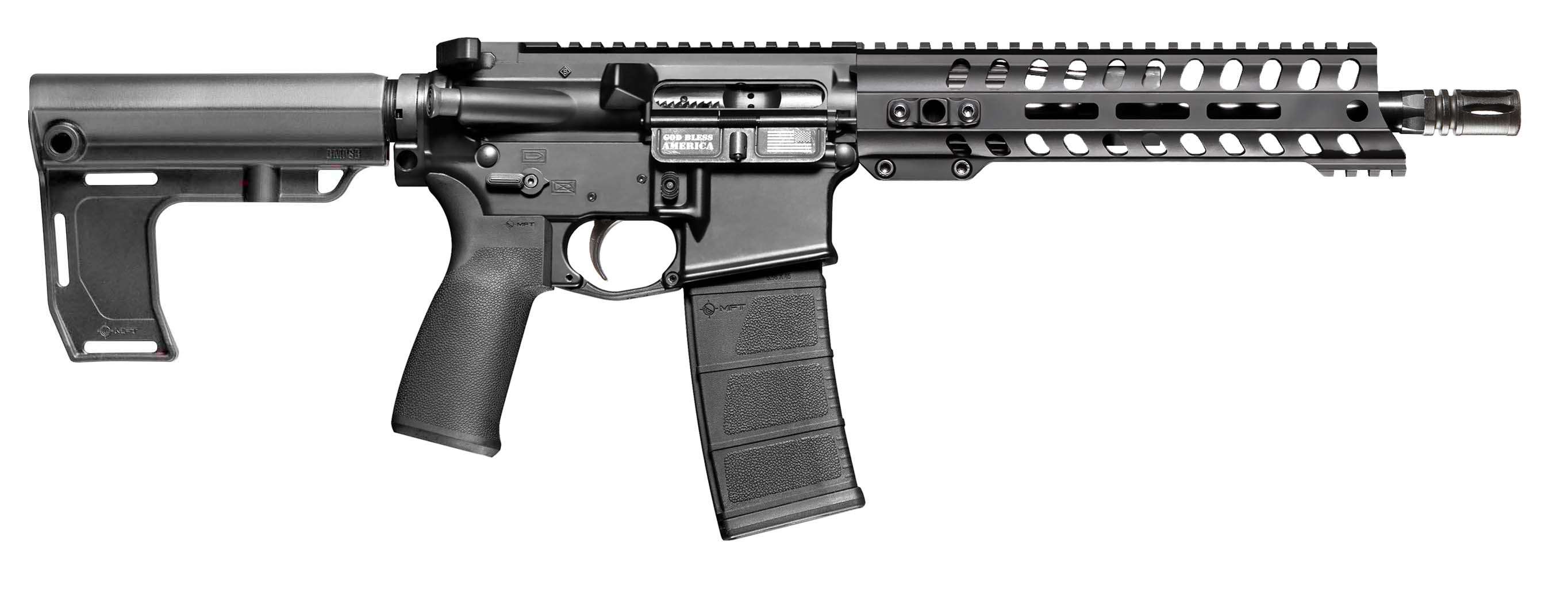 Patriot Ordnance Factory 2172 P15 Constable 5.56 NATO 30+1 10.50" M-LOK Handguard, Black Anodized Aluminum Receiver w/Picatinny Rail, Black Polymer MFT Blade Stabilizer, MFT Grip