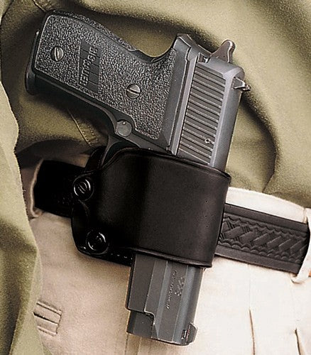 DeSantis Black Leather Right Hand Yaqui Slide OWB Holster for Large Frame Autos