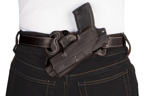 DeSantis Small of Back OWB Holster Black Leather RH for Colt 1911