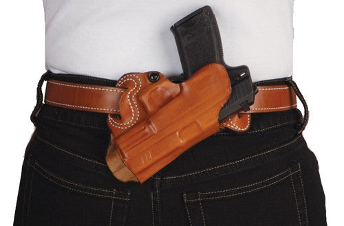 DeSantis Small of Back OWB Holster Tan Leather RH for Glock 17/19
