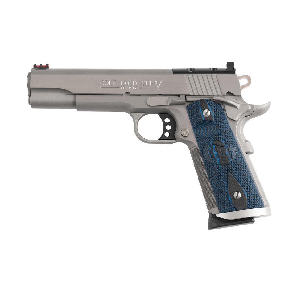 Colt Mfg O5070XEOR Gold Cup Trophy Full Size 45 ACP 8+1 5" Stainless National Match Barrel, Stainless Steel Optic Ready/Serrated Slide & Frame w/Beavertail, Ambidextrous