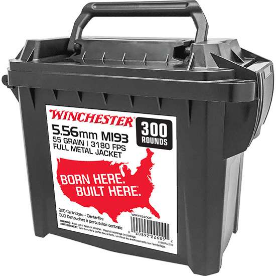 Winchester M193 5.56x45mm NATO 55 grain Full Metal Jacket ammunition