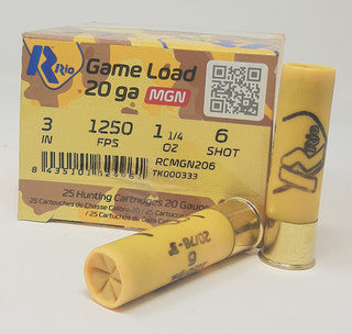 Rio Ammunition 20 Gauge RC206MGN Game Load 3" 1-1/4oz 6 Shot