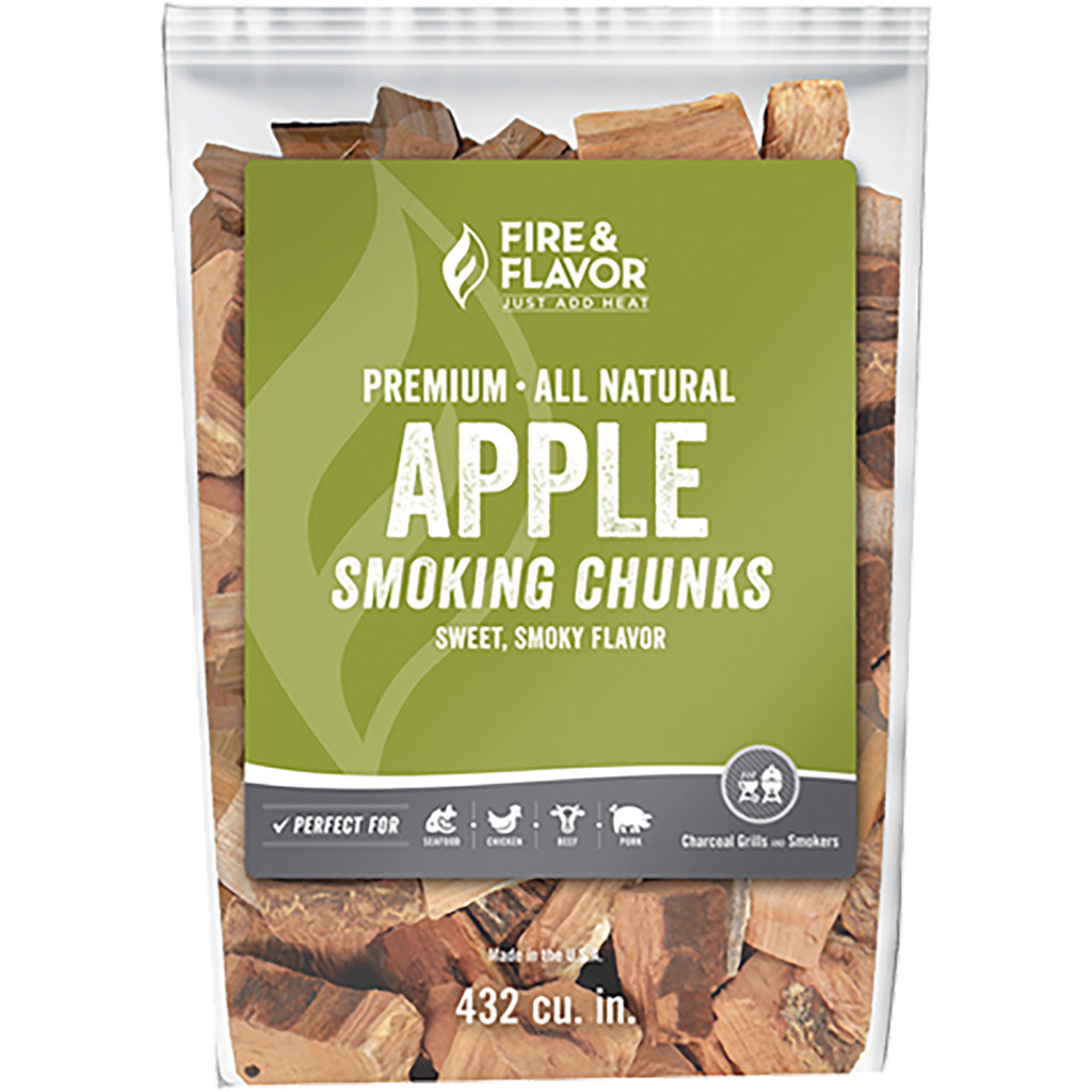 Fire and Flavor Apple Wood Chunks Natural Hardwood Smoker Fuel 4 lbs