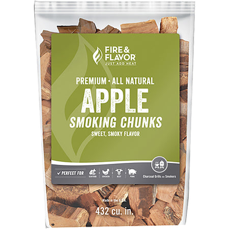 Fire and Flavor Apple Wood Chunks Natural Hardwood Smoker Fuel 4 lbs