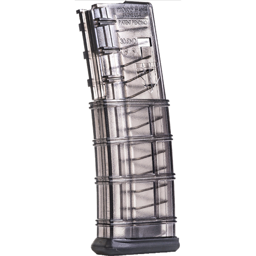 ETS AR Magazine, 30 Rd, .223/5.56mm, No-Tilt Follower, Clear Body, Clip-On Dust Cover
