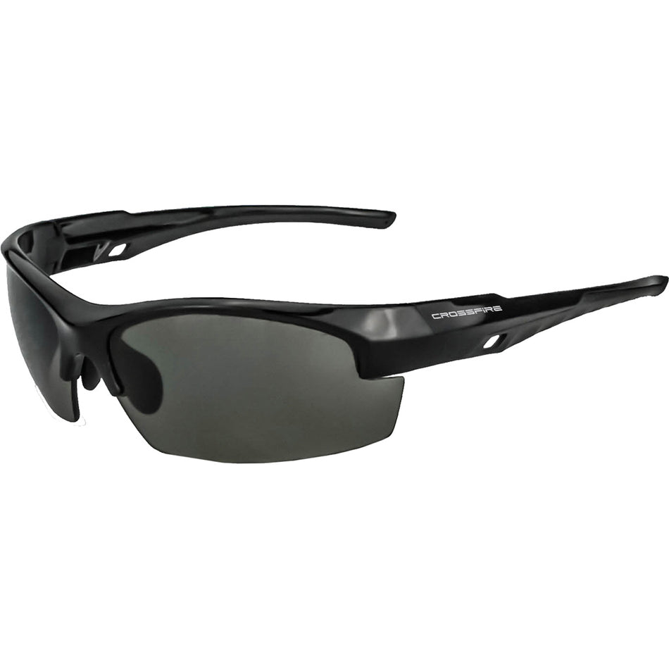 Crossfire Fire Streak Premium Black Smoke Shooting Glasses UVA/UVB Protection