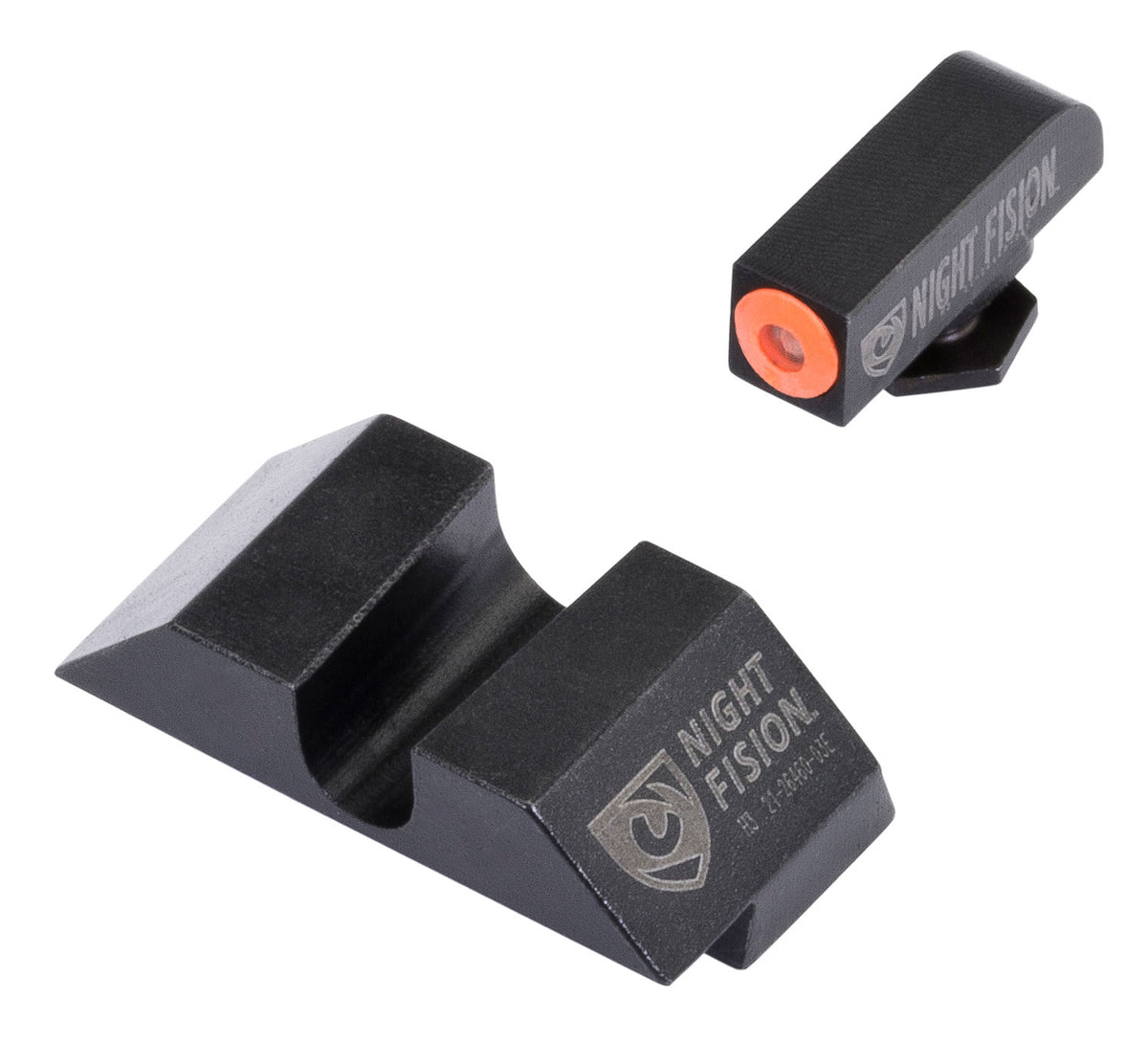 Night Fision Glock 17/19/22 Tritium Night Sight Set Orange Outline Front Black Blank Rear