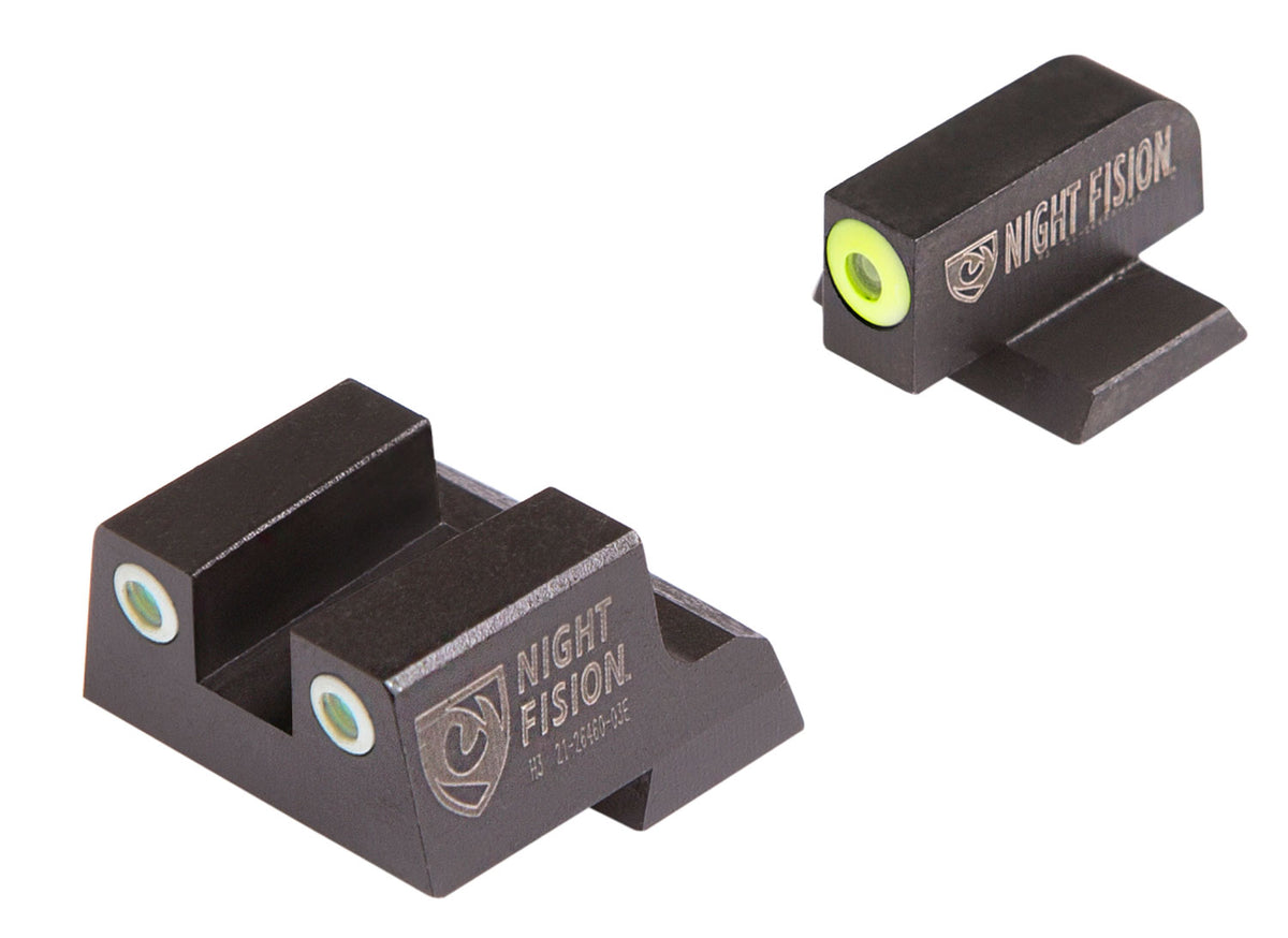 Night Fision CNK026003YGW Tritium Sights Canik TP9SFx/TP9SFL Yellow Outline Front Green White Ring Rear