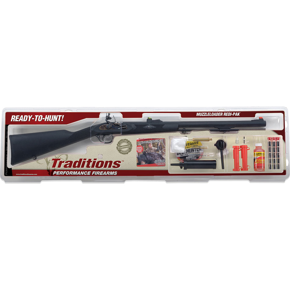 Traditions Deerhunter Flintlock .50 Caliber 24" Blued Barrel Black Synthetic Redi-Pak Muzzleloader Rifle
