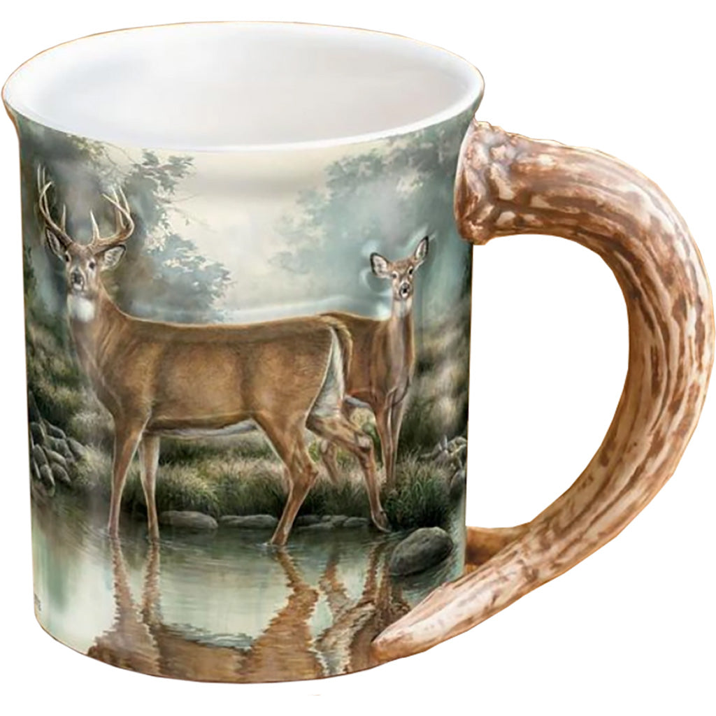 Wild Wings Sculpted Mug Whitetail Deer Tranquil Waters 16 oz. Stoneware