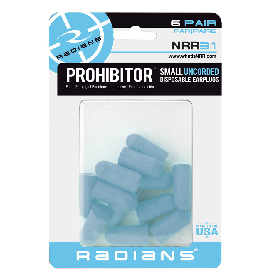 Radians Prohibitor Small Hearing Protection Earplugs 6 Pair