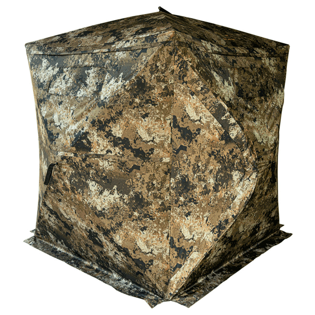 Buck Bourbon Rack House 150+ Ground Blind Veil Wideland Camo Hub Style with Stakes