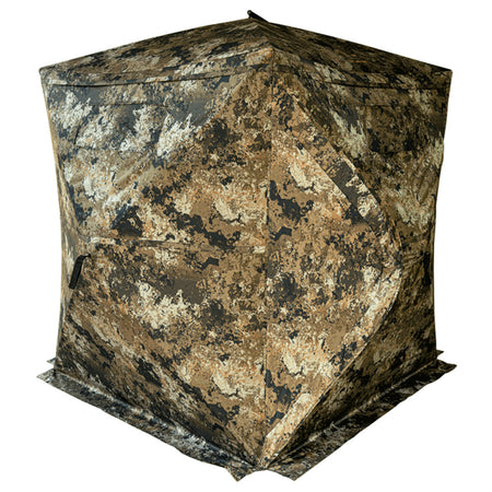 Buck Bourbon Rack House 150+ Ground Blind Veil Wideland Camo Hub Style with Stakes
