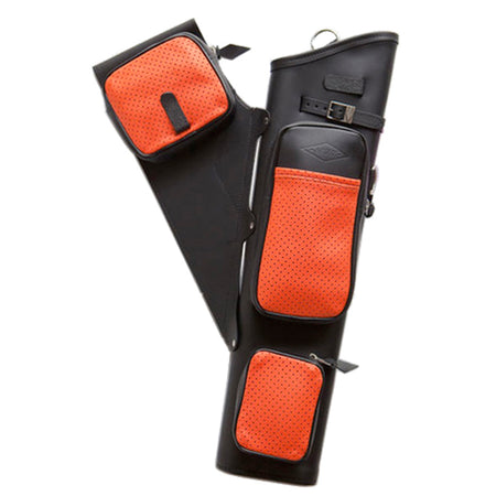 Neet NT-2300 RH Leather Archery Target Quiver Black Orange Pockets