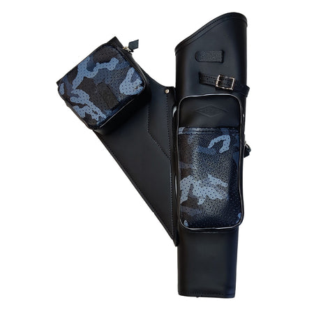 Neet NT-2100 RH Leather Archery Target Quiver Black Blue Camo Pockets
