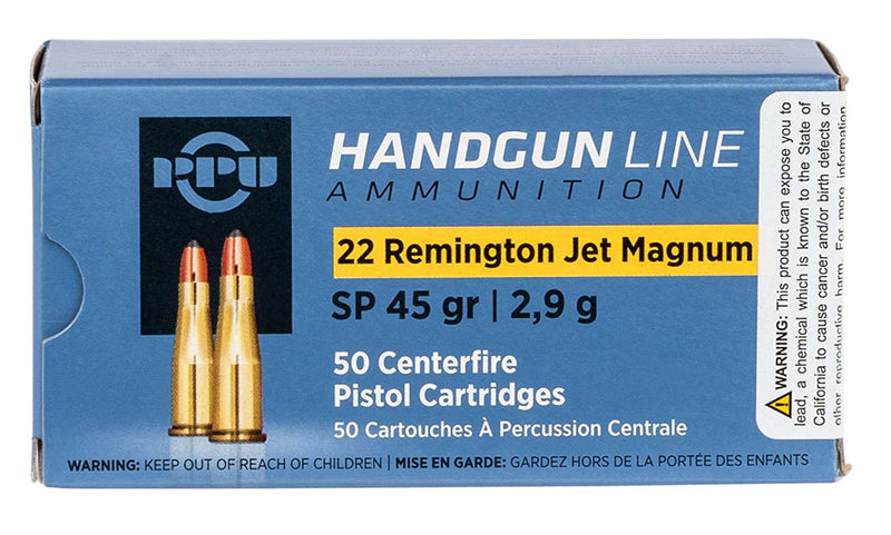 Prvi Partizan Handgun .22 Rem Jet Mag 45 grain Soft Point ammunition