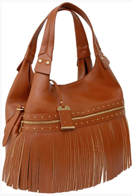 Bulldog Tassel Shoulder Concealed Carry Bag with Holster, Cognac