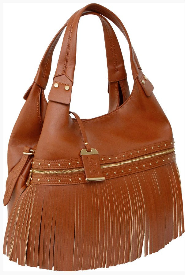 Bulldog Tassel Shoulder Concealed Carry Bag with Holster, Cognac