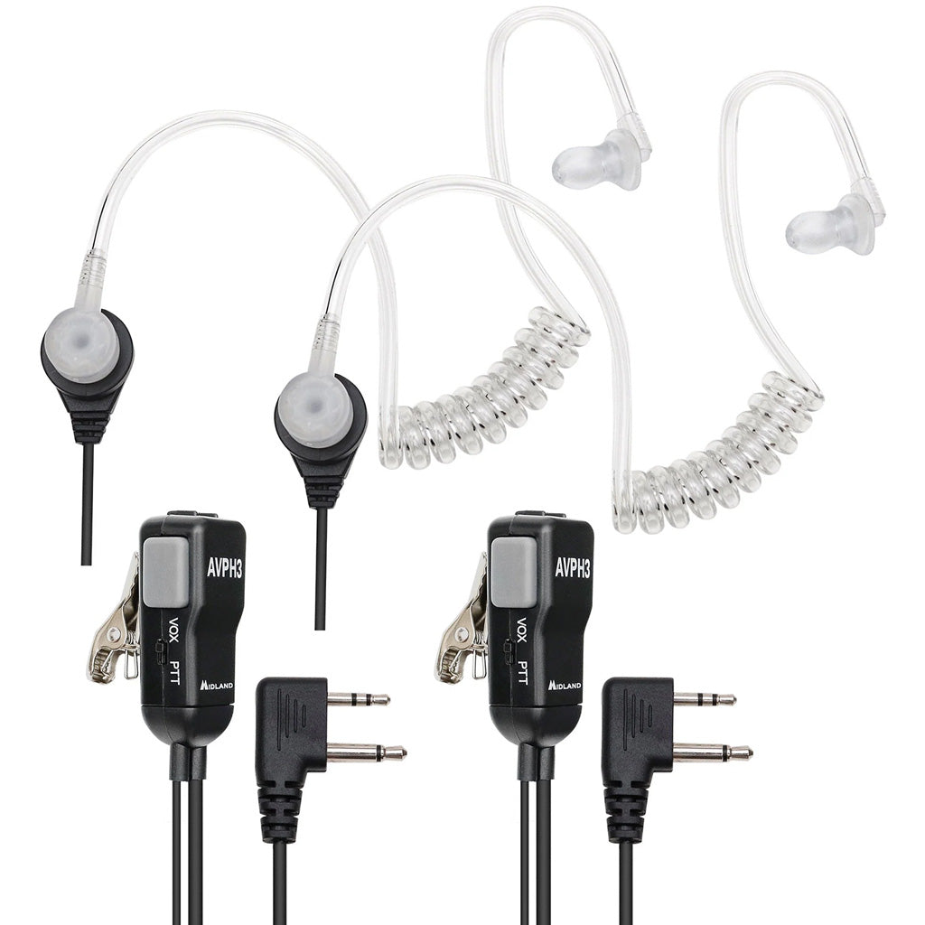 Midland AVPH3 Security Earbud Microphone Behind-the-Ear Headset for Walkie Talkies