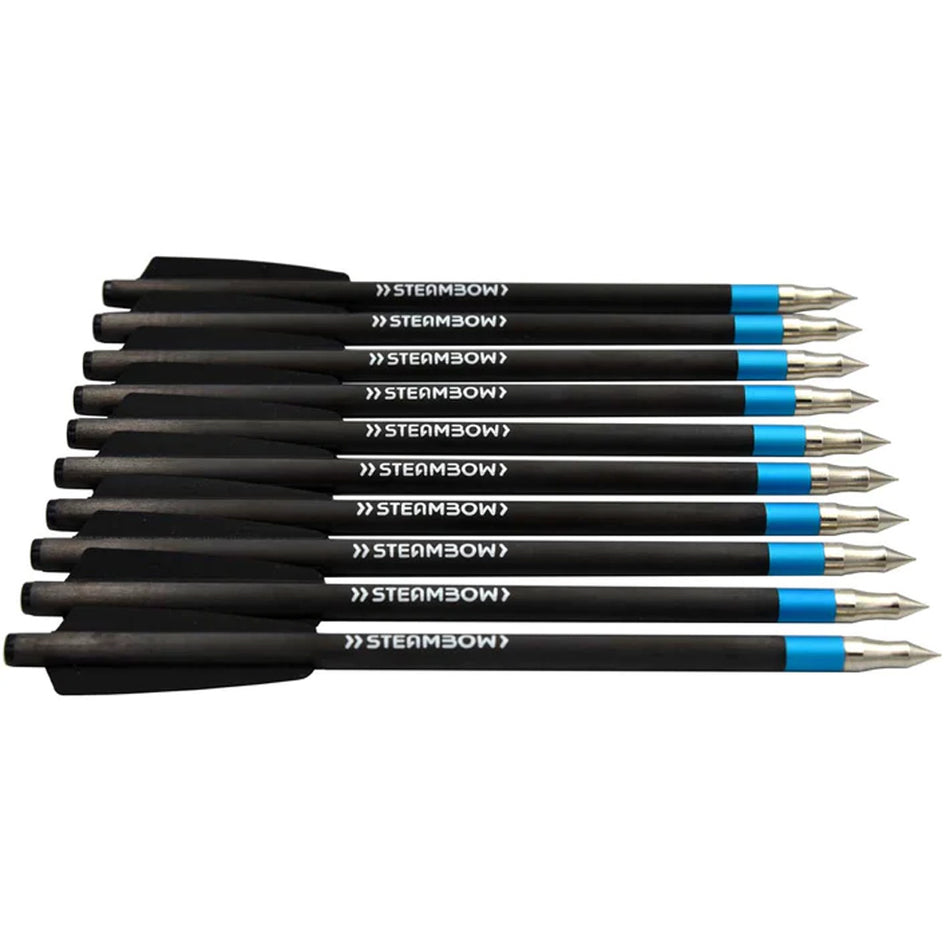 Steambow Light Target Crossbow Arrows 10-Pack Carbon Shaft 145 gr Blue