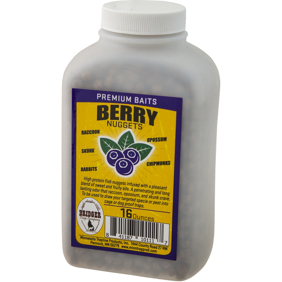 Bridger Berry Nuggets 16 oz Long-Lasting Fruity Fish Nugget Bait for Raccoon Trapping