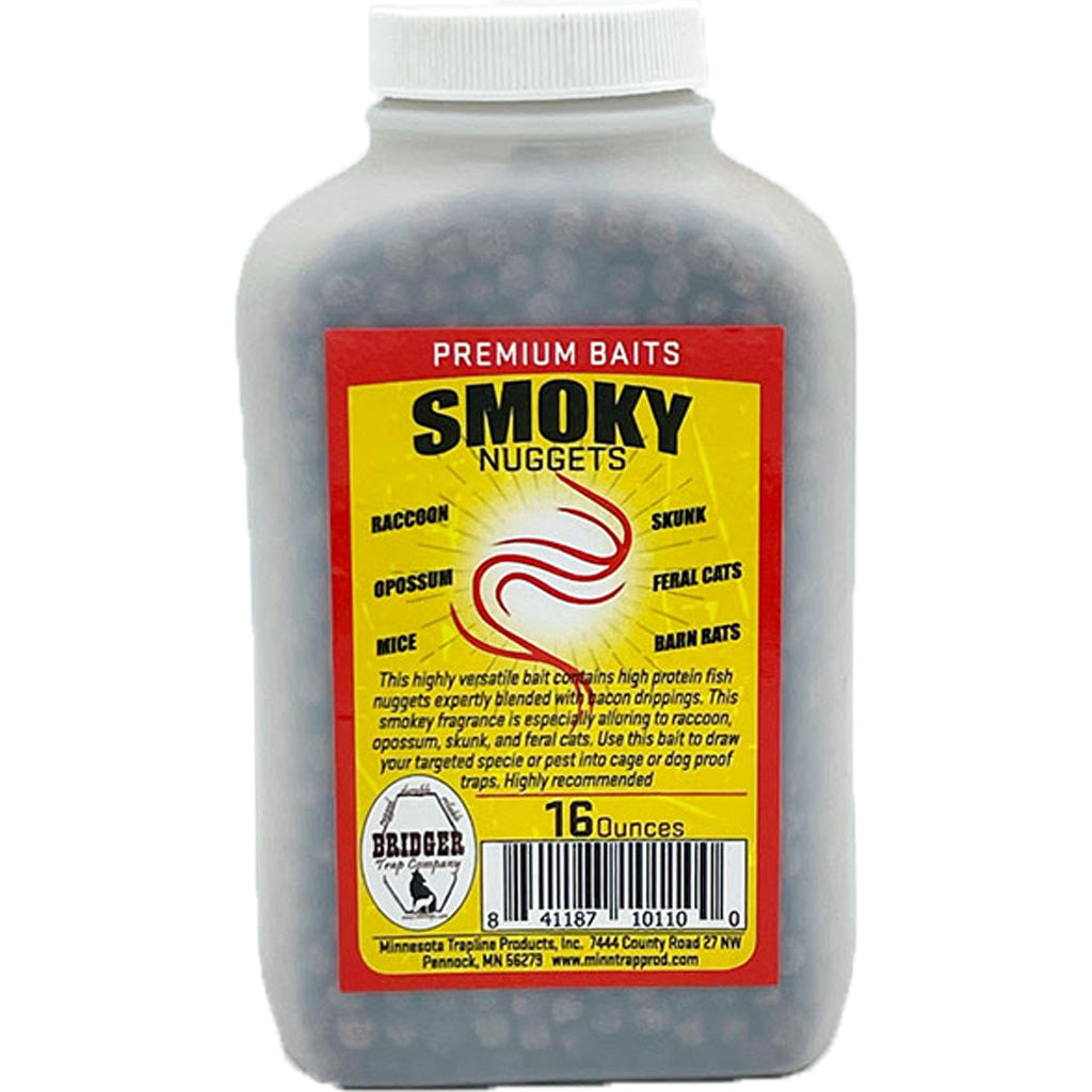 Bridger Smokey Nuggets 16 oz Smoky Fish Nugget Bait for Raccoon and Skunk Trapping