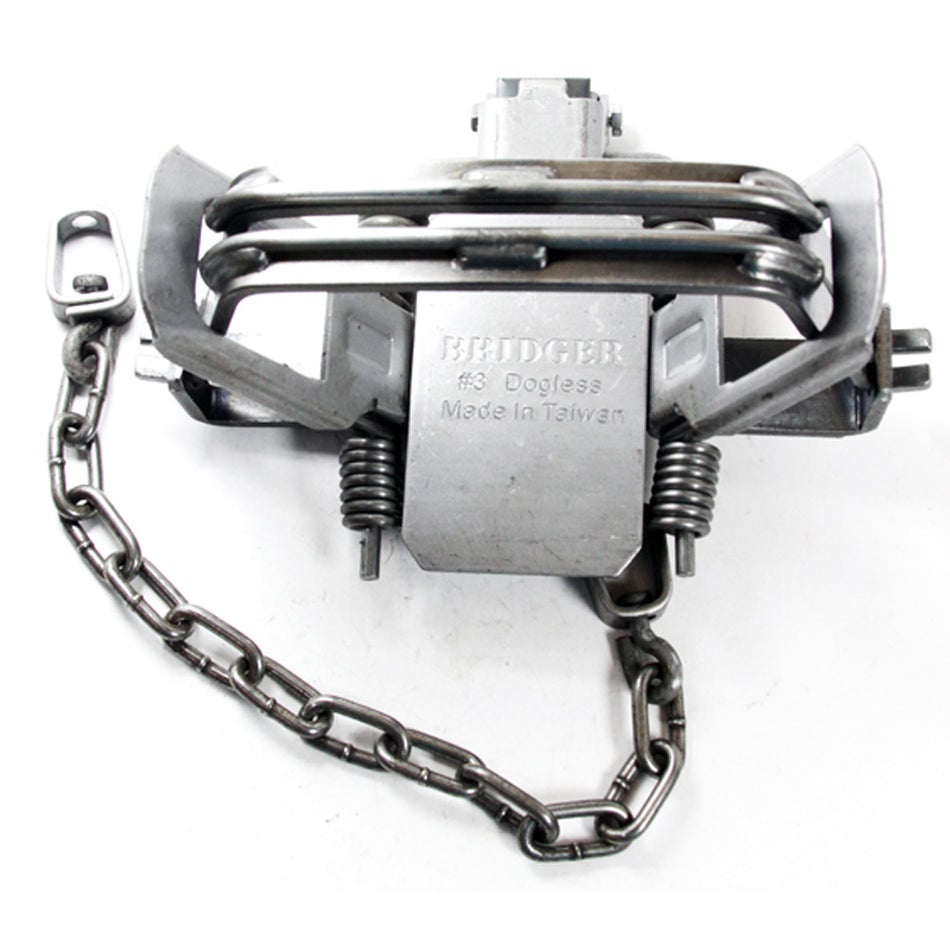 Bridger #3 Dogless Modified 4-Coil Foothold Trap with Step-Down Night Latch and Heavy Swivels