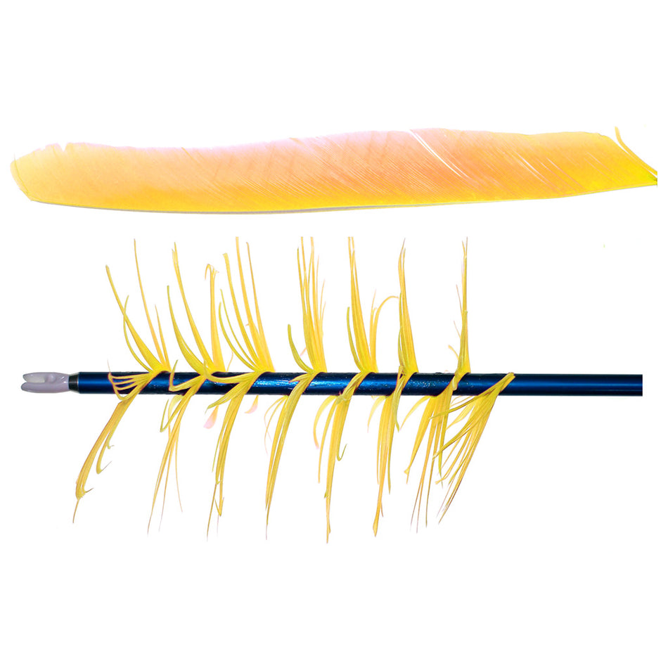 Trueflight Yellow Spiral Wrap Flu-Flu Fletching Feathers 100 pk.