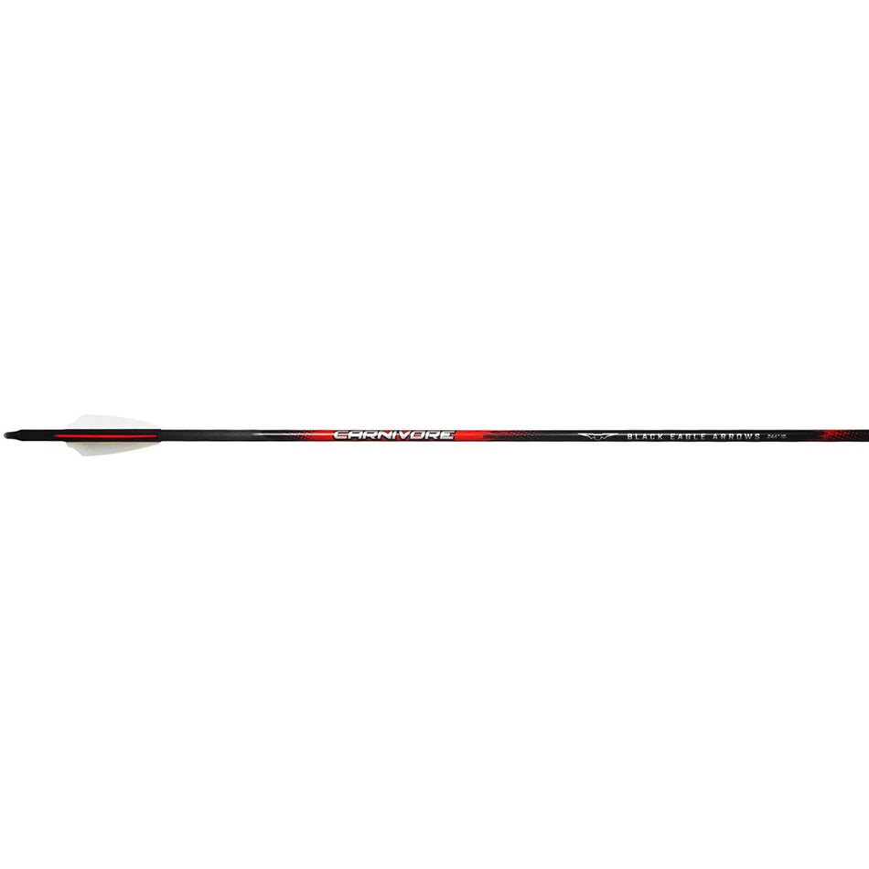 Black Eagle Carnivore Carbon Arrows .001 Straightness 400 Spine 2.5 in. Shield Cut 6 pk.