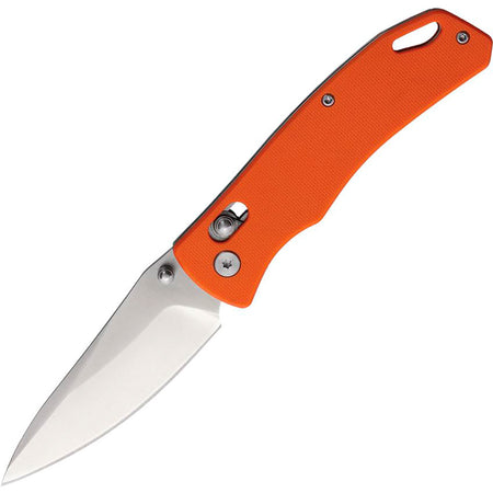 SZCO Rolling Lock Stainless Folder Knife Orange G10 Handle 4.25" Closed