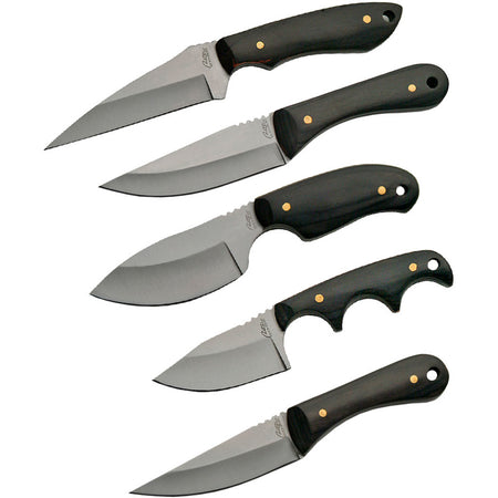 SZCO Five-Piece Hunting Skinner Knife Set with Stainless Blades and Sheath
