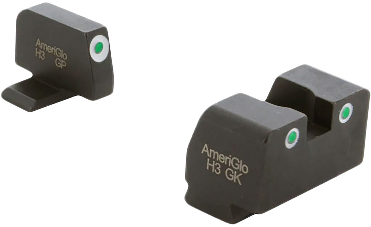 AmeriGlo XD181 Springfield XD Backup Iron Sight Set Green Tritium White Outline (Excludes OSP)