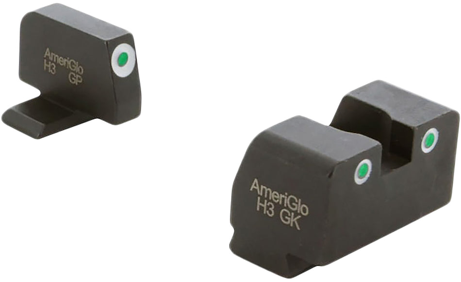 AmeriGlo XD181 Springfield XD Backup Iron Sight Set Green Tritium White Outline (Excludes OSP)