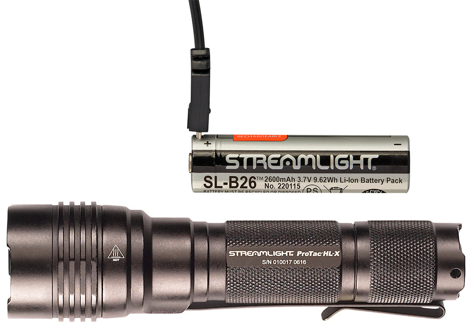 Streamlight 88084 ProTac HL-X USB Rechargeable Black 1000 Lumens White LED with Pocket Clip