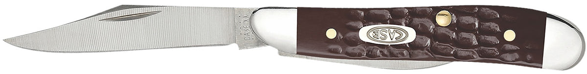 Case 00046 Peanut Pocket Knife with Tru-Sharp SS Clip Point and Pen Blades, Jigged Brown Synthetic Handle