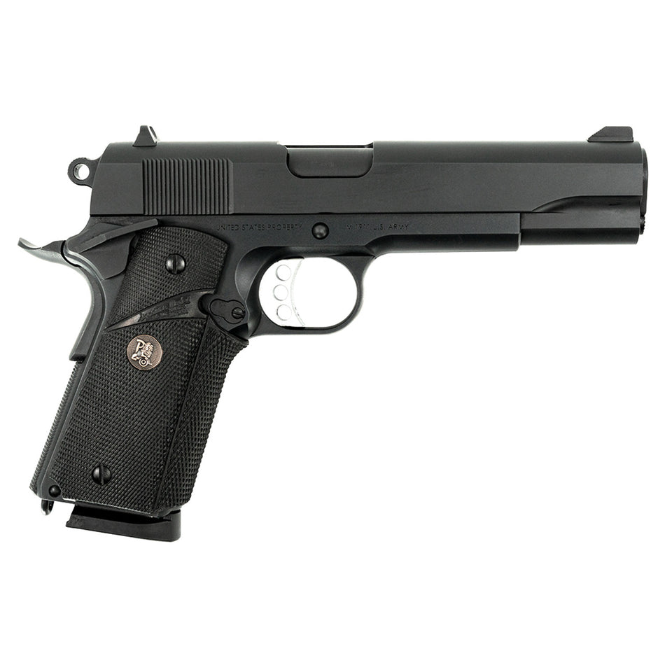 MAC 10100575 1911 Meusoc Full Size Frame 45 ACP 8+1 5" Black Target Crown Barrel, QPQ Tenifer Cerakote Steel Serrated Slide, QPQ Tenifer Cerakote Steel Frame w/Beavertail, Black Pachmayr Grip