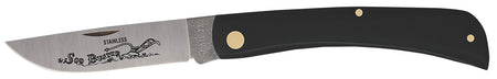 Case 00092 Sod Buster Pocket Knife 3.70" Etched Tru-Sharp SS Skinner Blade, Smooth Black Synthetic Handle