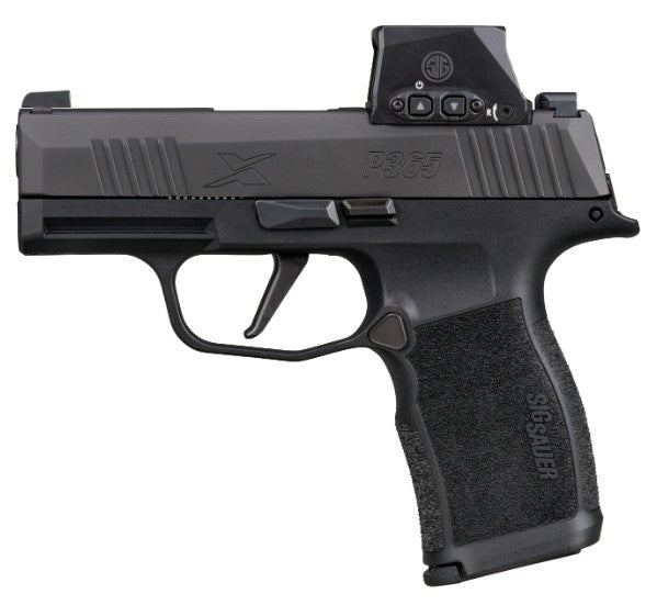 Sig Sauer 365X9BXR3RXSL P365X w/Romeo-X Sig Loc 9mm Luger 12+1 3.10" Black Barrel, Black Nitron Stainless Steel Serrated w/Optic Slide, Black Polymer Frame w/Accessory Rail, Sig ROMEO-X SIG-LOC