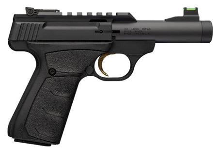 Browning 051610490 Buck Mark Micro SR 22 LR 10+1 4" Matte Black Threaded Bull Barrel, Serrated w/Picatinny Rail Slide, Matte Black Aluminum Frame, Black Overmolded UFX Grip