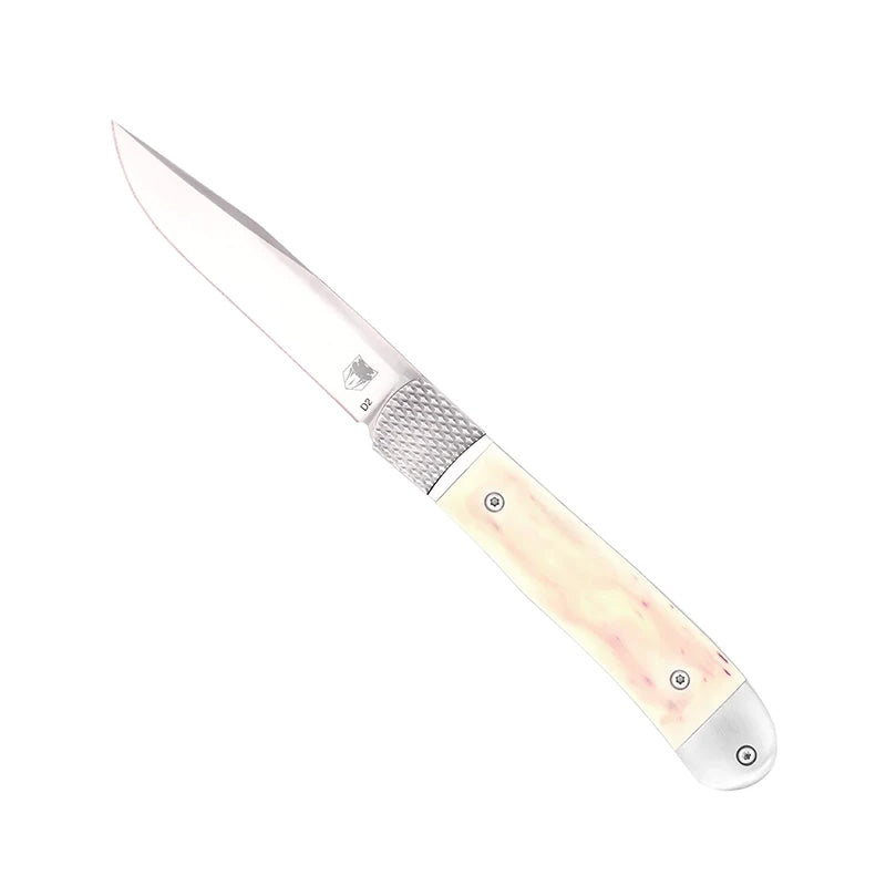 CobraTec Trapper White Automatic Folding Knife with D2 Steel Blade