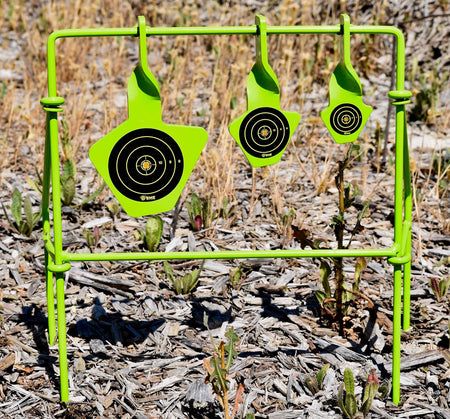 SME SMEST22FLD Steel Spinning Handgun Target Folding Black/Green Bullseye Illustration