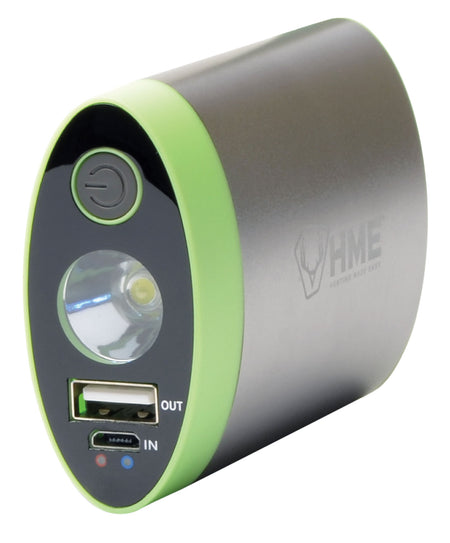 HME Dual-Temp Rechargeable Hand Warmer with Built-In LED Light Silver