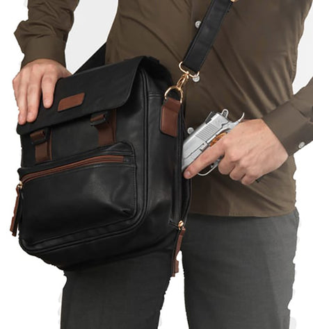 Bulldog CCW Satchel with Holster Tablet Storage Black 12" x 10" x 4.5"
