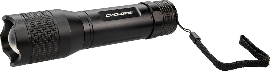 Cyclops TF1500 Black Anodized Tactical Flashlight 1500 Lumens CREE LED Three Modes Includes 6 AAA Batteries