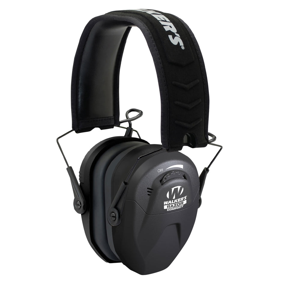 Walker's Razor Compact GWPCRSEM Electronic Shooting Earmuff 23 dB Black Polymer Over the Head Youth/Women