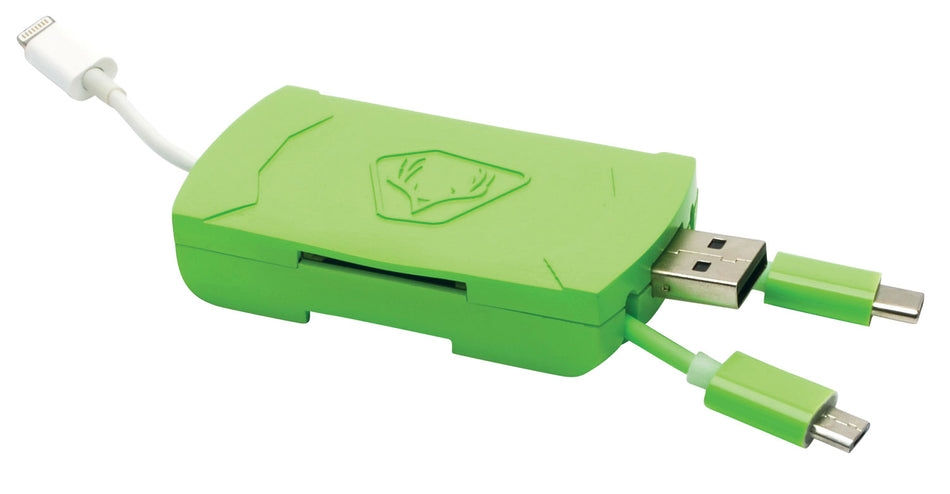 HME 4-in-1 Trail Cam Image Card Reader USB OTG Android/iOS Green